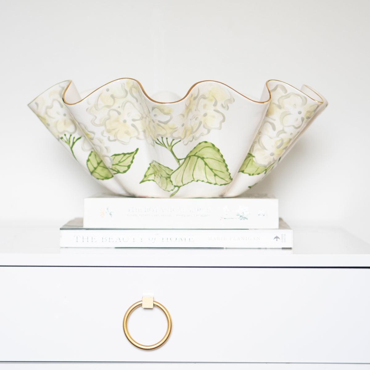 Heritage White Hydrangea Wavy Bowl Shop Susan Gordon Pottery